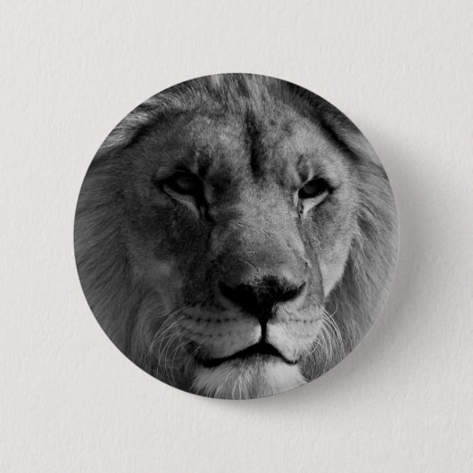Badge Rond 5 Cm Lion noir et blanc (Devant)