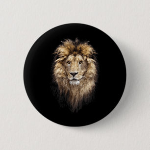 Badge Rond 5 Cm Lion Principal Animal Face Big Cat