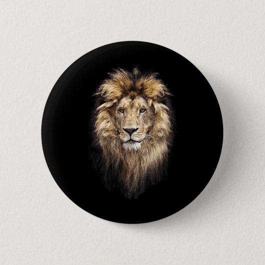 Badge Rond 5 Cm Lion Principal Animal Face Big Cat (Devant)