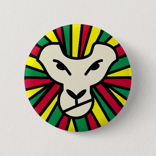 Badge Rond 5 Cm Lion Rastafari Mane de couleur (Devant)