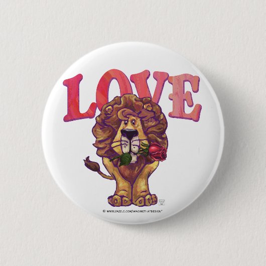Badge Rond 5 Cm Lion Saint Valentin (Devant)