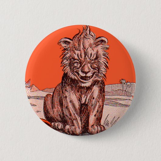 Badge Rond 5 Cm lion souriant (Devant)
