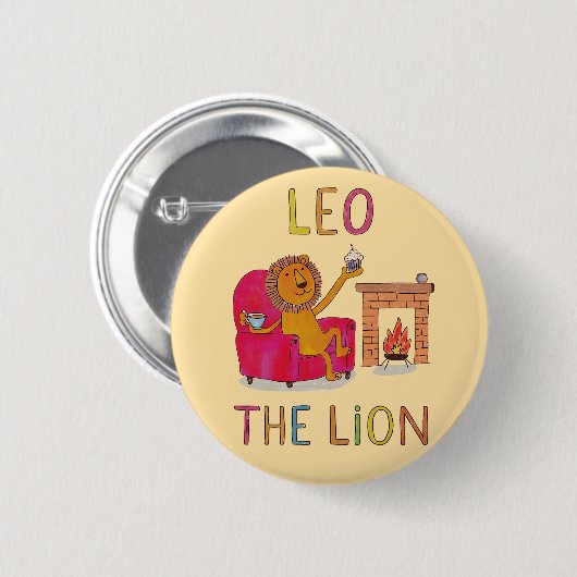 Badge Rond 5 Cm Lion zodiaque Lion mignon lion (Devant & derrière)