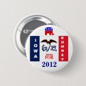 Badge Rond 5 Cm L'Iowa pour Romney 2012 (Devant & derrière)