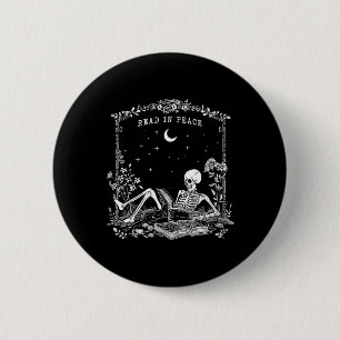 Badge Rond 5 Cm Lire En Paix Enseignant Éffrayant Skeleton Trick T