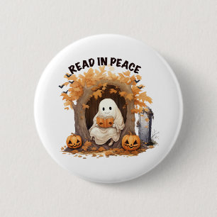 Badge Rond 5 Cm Lire en paix fantôme Boo