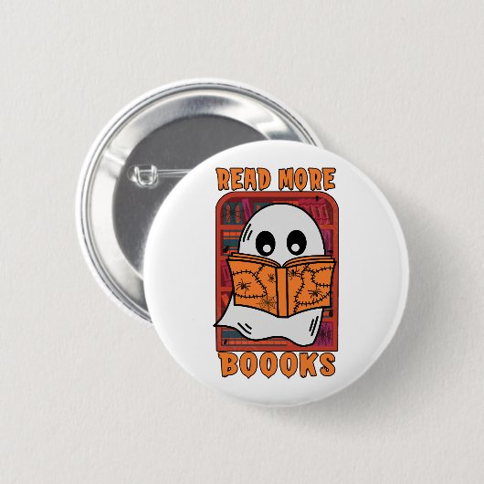 Badge Rond 5 Cm Lire plus Livres Bibliothèque Ghost Lecture Hallow (Devant & derrière)
