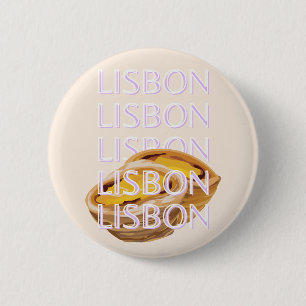 Badge Rond 5 Cm Lisbonne Travel Art, Portugal Travel Art, Pastel