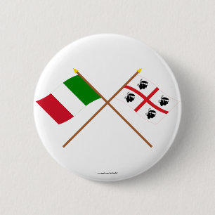 Badge Rond 5 Cm L'Italie et les drapeaux croisés par Sardegna