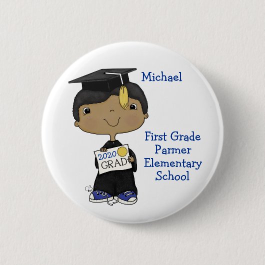 Badge Rond 5 Cm Little Graduate Boy Dark Skin (Devant)