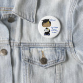 Badge Rond 5 Cm Little Graduate Boy Dark Skin (En situation)