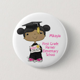 Badge Rond 5 Cm Little Graduate Girl Dark Skin