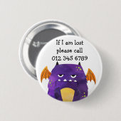 Badge Rond 5 Cm Little Monster, contact d'urgence (Devant & derrière)