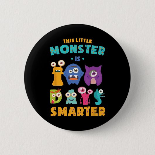 Badge Rond 5 Cm Little Monster Est 100 Jours Smarter School Kids L (Devant)