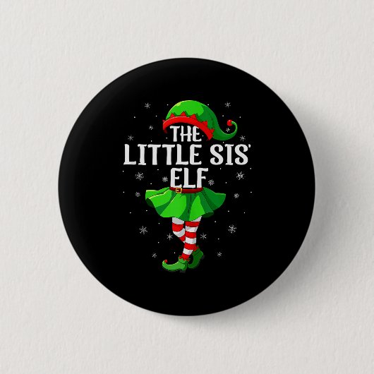 Badge Rond 5 Cm Little Sis Elf Christmas Girls Women Elf Squad Xma (Devant)