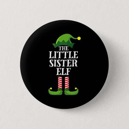Badge Rond 5 Cm Little Sister Elf Matching Family Group Christmas (Devant)