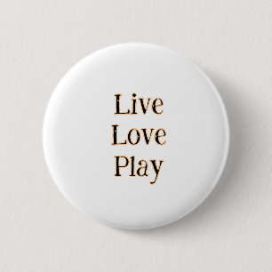 Badge Rond 5 Cm Live love play black orange sport player moderne q