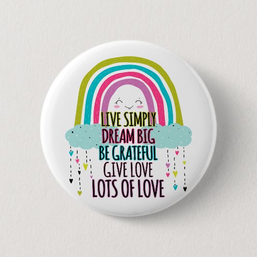 Badge Rond 5 Cm Live Simply Dream Big Be Grateful Give Love (Devant)