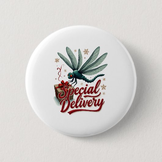 Badge Rond 5 Cm Livraison actuelle libellule (Devant)