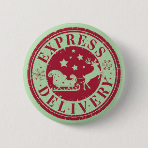 Badge Rond 5 Cm Livraison vintage d'Express du Père Noël