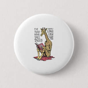 Badge Rond 5 Cm Livre amusant Giraffe Longue Forme Lire Contes lon