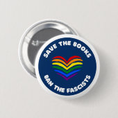 Badge Rond 5 Cm Livre anti-censure Interdire Round Rainbow Heart (Devant & derrière)