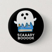 Badge Rond 5 Cm Livre d'exposition Funny Ghost Book Pun Dark BG (Devant)