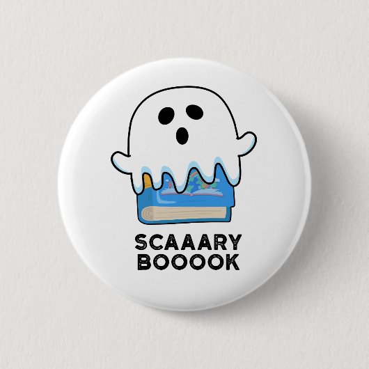 Badge Rond 5 Cm Livre d'exposition Funny Ghost Livre Pun (Devant)