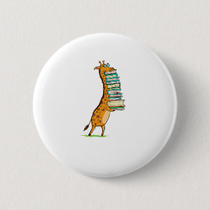 Badge Rond 5 Cm Livre drôle Lecture Giraffe I Love My Library