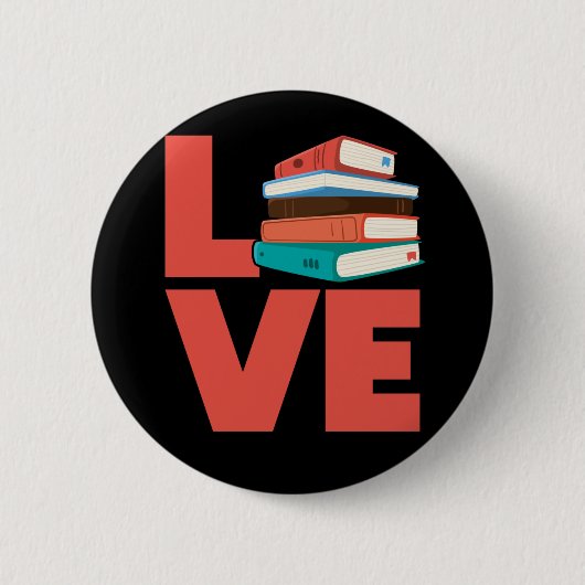 Badge Rond 5 Cm Livre Love Bookworm (Devant)
