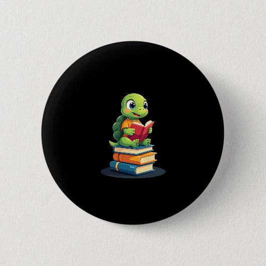 Badge Rond 5 Cm Livres de lecture de tortues adorables (1) (Devant)