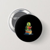 Badge Rond 5 Cm Livres de lecture de tortues adorables (1) (Devant & derrière)