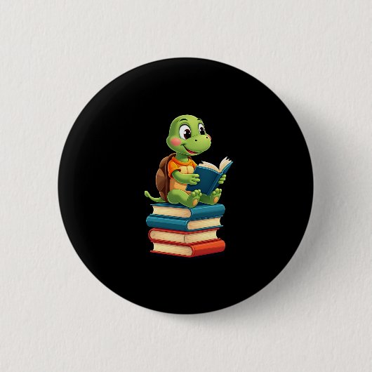 Badge Rond 5 Cm Livres de lecture de tortues adorables (4) (Devant)