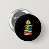 Badge Rond 5 Cm Livres de lecture de tortues adorables (4) (Devant & derrière)