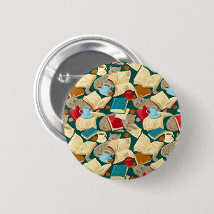 Badge Rond 5 Cm Livres et chats