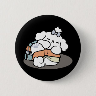 Badge Rond 5 Cm Livres et écorces - Conception de lecture de chien