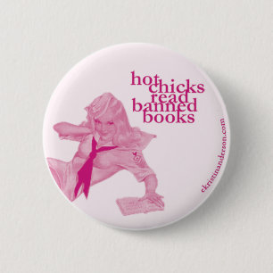 Badge Rond 5 Cm Livres interdits lus par poussins chauds