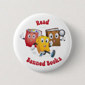 Badge Rond 5 Cm Livres rétro mignons - Lire Livres interdits (Devant)