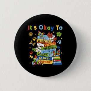 Badge Rond 5 Cm Livres Sensibilisation à l'autisme Coquette C'est 