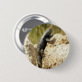Badge Rond 5 Cm Lizard d'épinette à dos jaune à Joshua Tree (Devant & derrière)