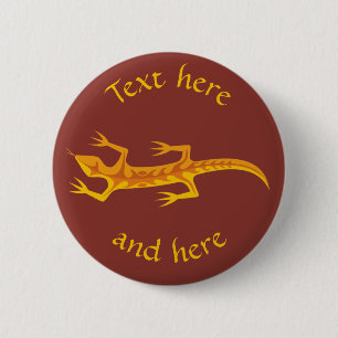 Badge Rond 5 Cm Lizard tribal Orange