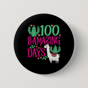 Badge Rond 5 Cm Llama 100 Jours De Flamazing De L'École - Filles M