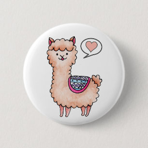 Badge Rond 5 Cm Llama au cœur