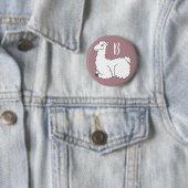 Badge Rond 5 Cm Llama dormant à l'huile fine | Monogramme (En situation)