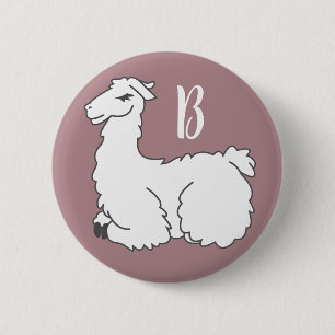 Badge Rond 5 Cm Llama dormant à l'huile fine   Monogramme