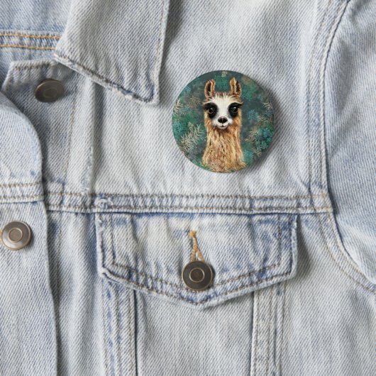 Badge Rond 5 Cm Llama pour bébé curieux - mignonne (En situation)