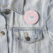 Badge Rond 5 Cm Llama rose et turquoise (En situation)