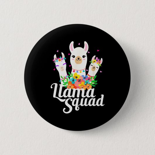 Badge Rond 5 Cm Llama Squad Funny Cute Llama Matching (Devant)