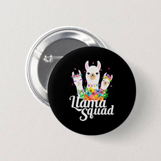 Badge Rond 5 Cm Llama Squad Funny Cute Llama Matching  (Devant & derrière)