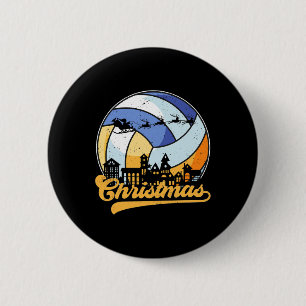 Badge Rond 5 Cm Lmko Volleyball de Noël Pyjama Joyeux Volley de No